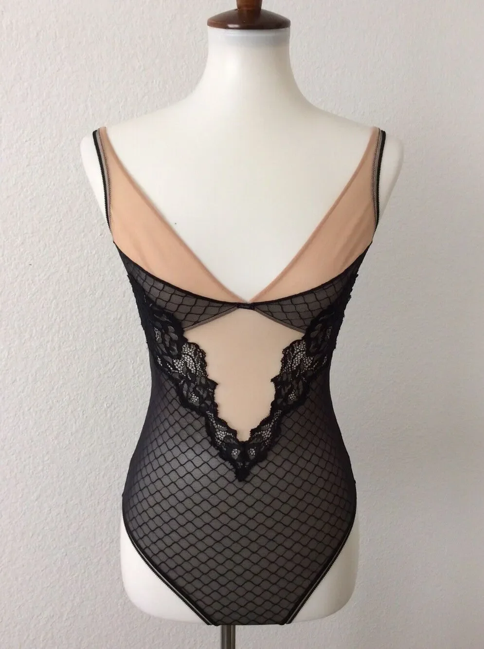 Calvin Klein Lingerie Teddy Bodysuit Naked Glamour Mesh Lace Intimates